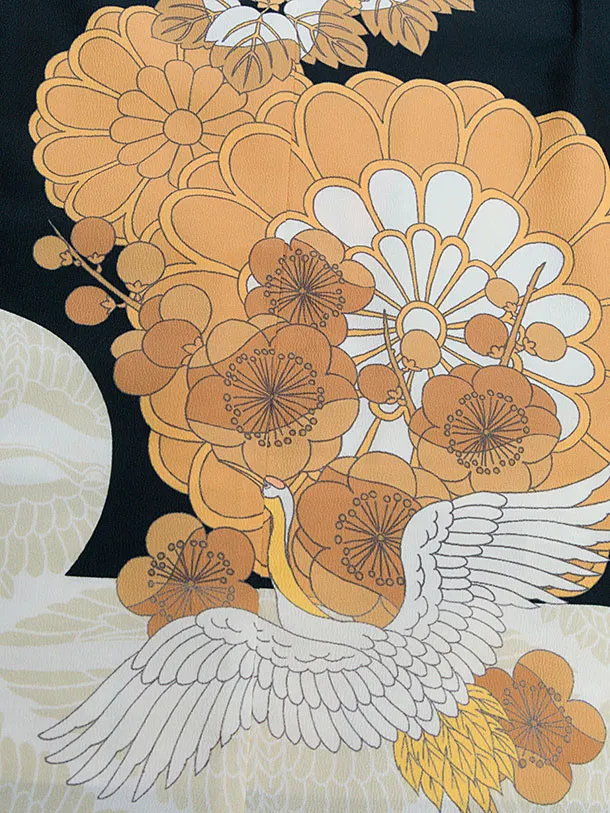 七五三レンタル(5歳6歳男児) 0759 黒 鶴梅菊／金 七宝雪輪袴