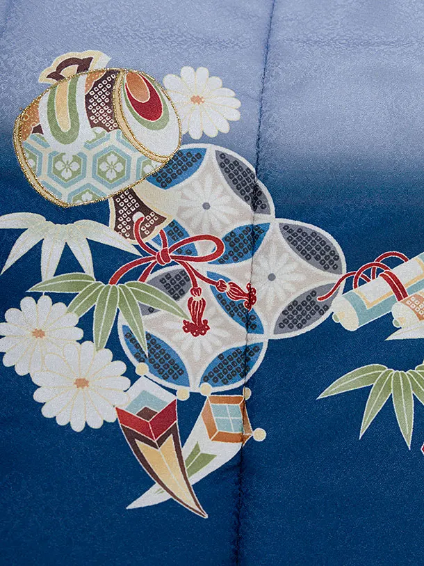 七五三レンタル(3歳男児被布) 0761 青ぼかし×紺 七宝