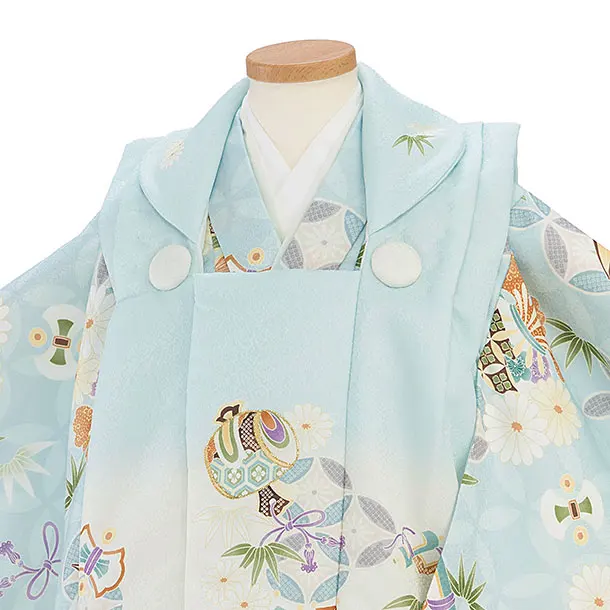 七五三レンタル(3歳男児被布) 0762 水色ぼかし×水色 七宝