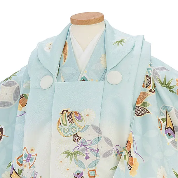 七五三レンタル(2歳3歳男児被布) 0764 水色ぼかし×水色 宝