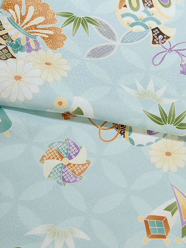 七五三レンタル(2歳3歳男児被布) 0764 水色ぼかし×水色 宝