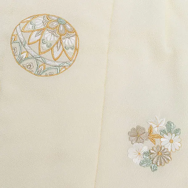 七五三レンタル(3歳男児被布) 0771 クリーム 鞠刺繍／淡グリーン 菊橘