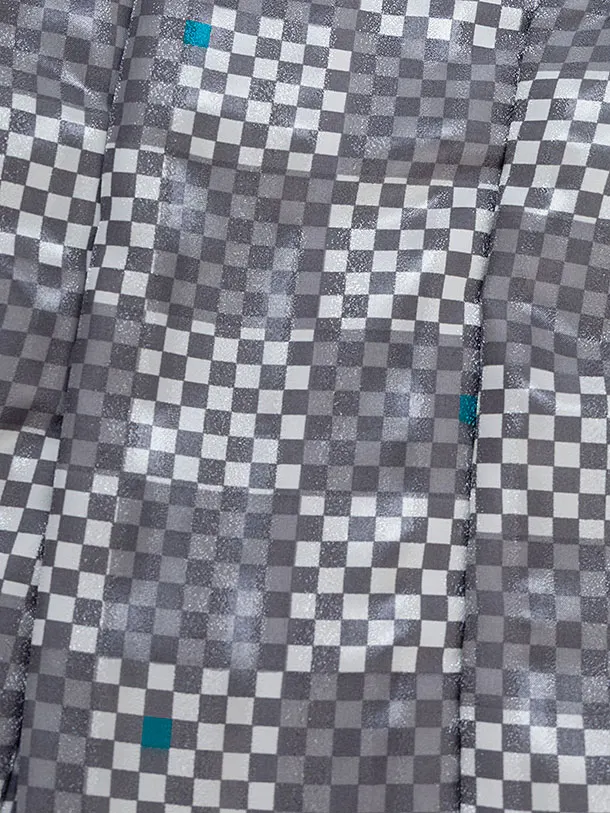 七五三(3歳男児被布) 0775 白×グレー 市松／黄紺白グレー 幾何学模様