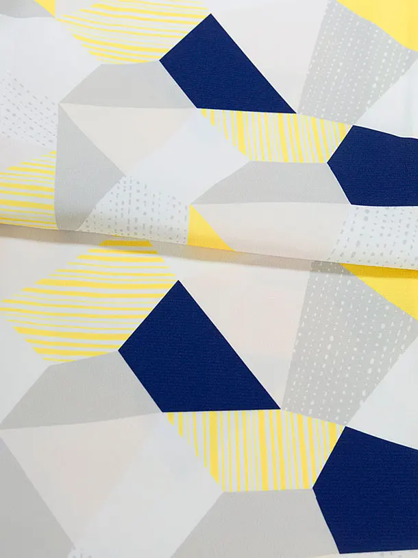 七五三(3歳男児被布) 0775 白×グレー 市松／黄紺白グレー 幾何学模様