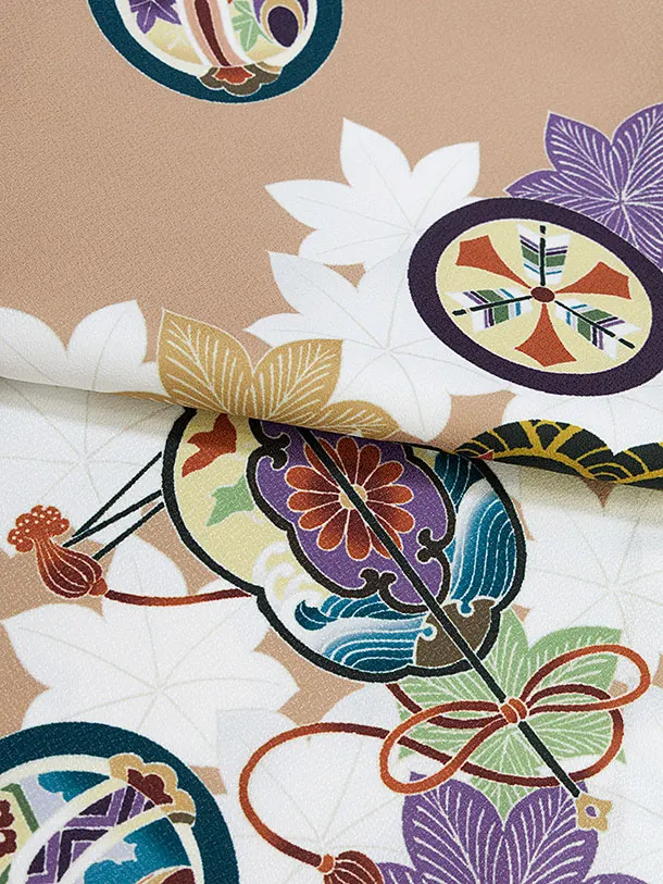 七五三レンタル(2歳3歳男児被布) 0778 白茶ぼかし 鷹×キャメル 青海波