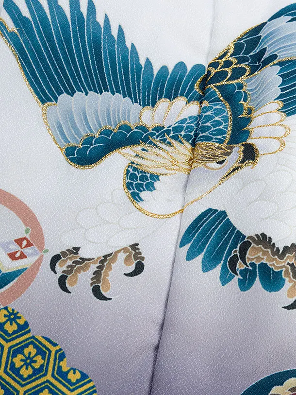 七五三レンタル(2歳3歳男児被布) 0779 白紺ぼかし 鷹×緑 青海波