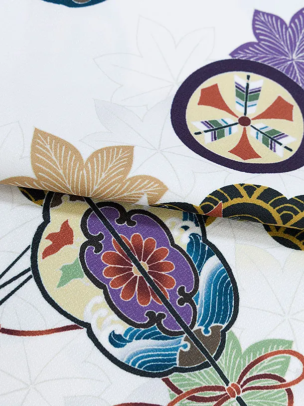 七五三(2歳3歳男児被布) 0780 ベージュグリーンぼかし 鷹×白 青海波