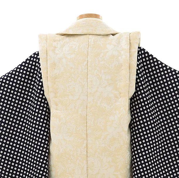 七五三レンタル(3歳男児被布) B553 ベージュ×濃紺 ドット