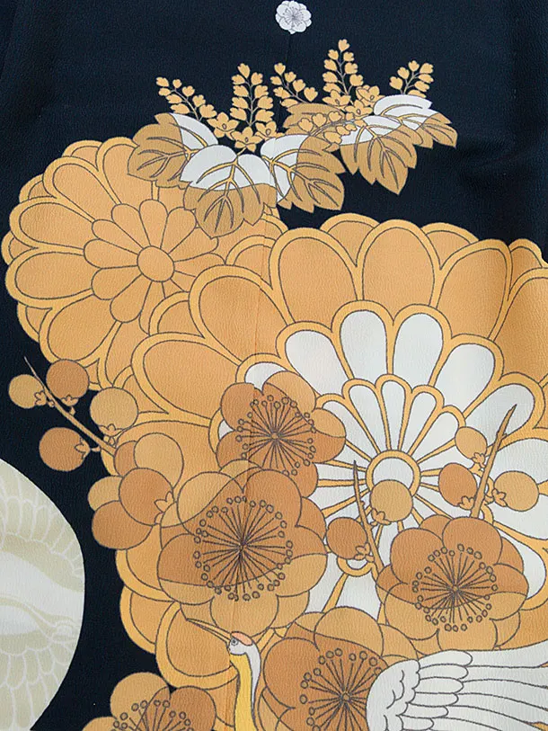かんたん七五三レンタル(5歳男児) B750 黒 鶴梅菊／ベージュ菱袴
