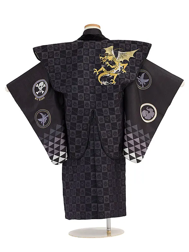 七五三レンタル(5歳男児) C051 黒 龍陣羽織／黒龍袴