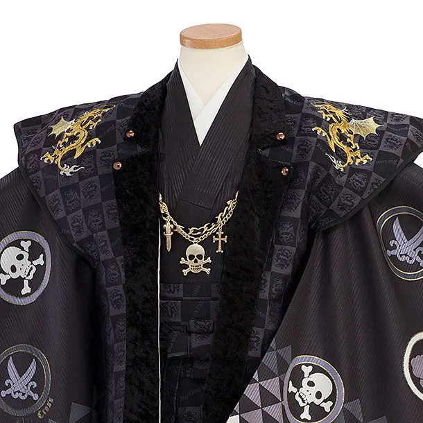 七五三レンタル(5歳男児) C051 黒 龍陣羽織／黒龍袴