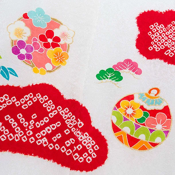 【正絹】七五三(3歳女児被布) 0108 白 桜まり×赤 梅橘