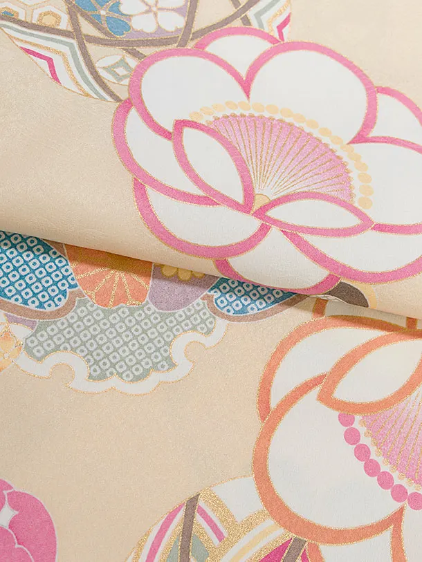 七五三レンタル(3歳女児被布) 0166 ピンク×クリーム 花まり