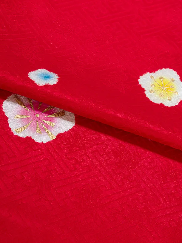 【正絹】七五三レンタル(3歳女児被布) 0167 白×赤 梅桜