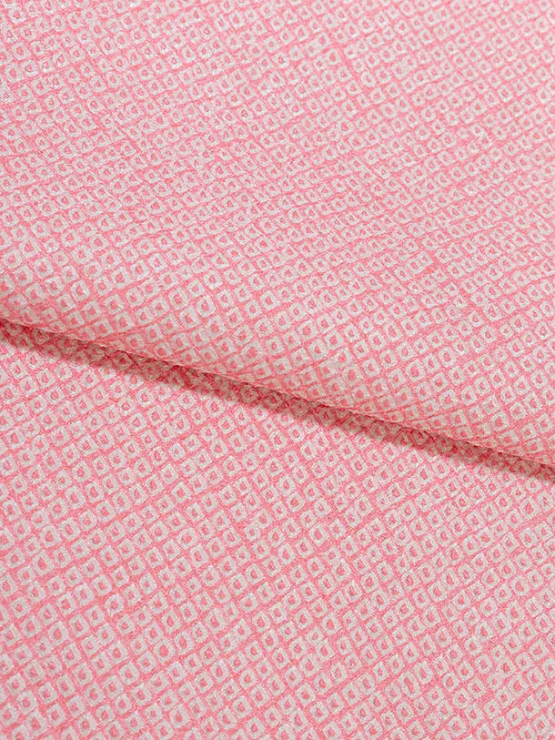 【正絹】七五三レンタル(3歳女児被布) 0171 白×ピンク 絞り