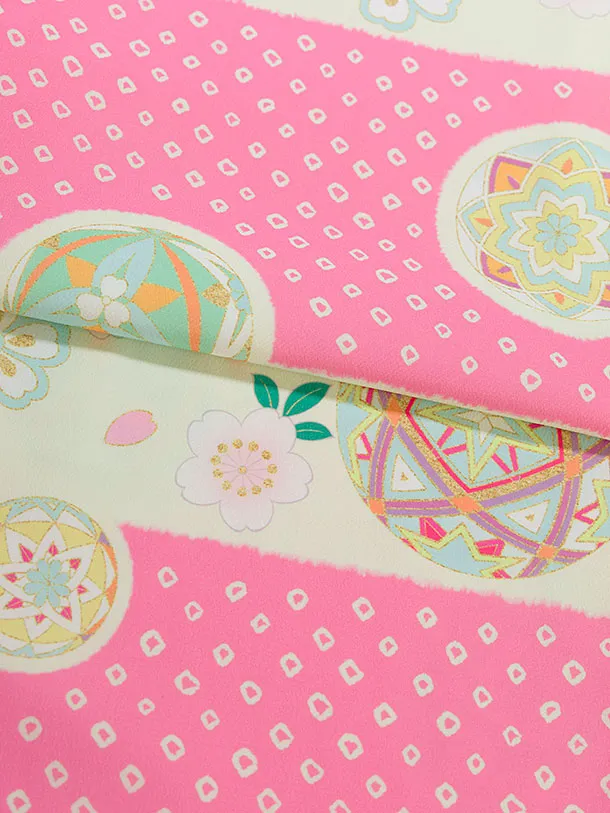 七五三レンタル(3歳女児被布) 0178 ピンク×ピンク クリーム 鹿の子