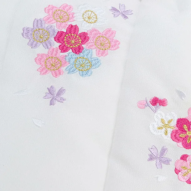 七五三レンタル(3歳女児被布) 0186 白×オフホワイト 花熨斗