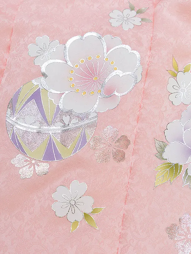 【正絹】七五三レンタル(3歳女児被布) 0196【ようよう】ピンク×赤 桜まり