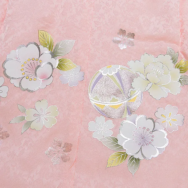 【正絹】七五三レンタル(3歳女児被布) 0196【ようよう】ピンク×赤 桜まり