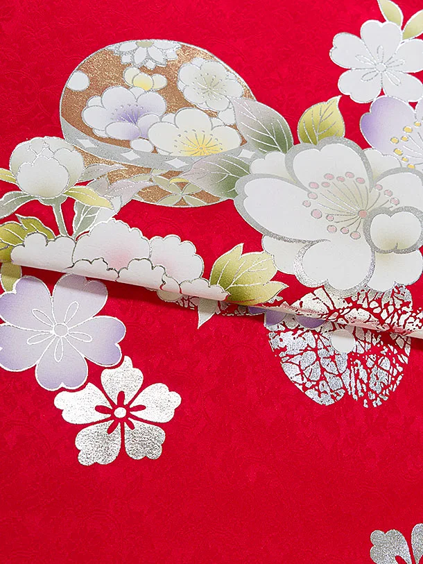 【正絹】七五三レンタル(3歳女児被布) 0196【ようよう】ピンク×赤 桜まり