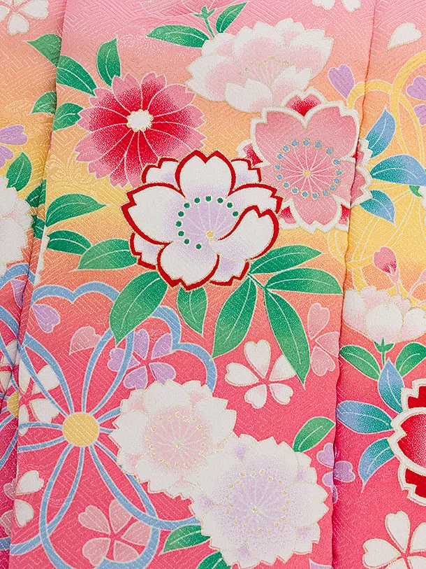 【正絹】七五三レンタル(3歳女児被布) 0207 ピンク×ピンク 桜