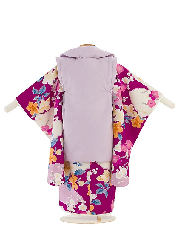 七五三レンタル(3歳女児被布) 0209 ラベンダー×赤紫 桜梅