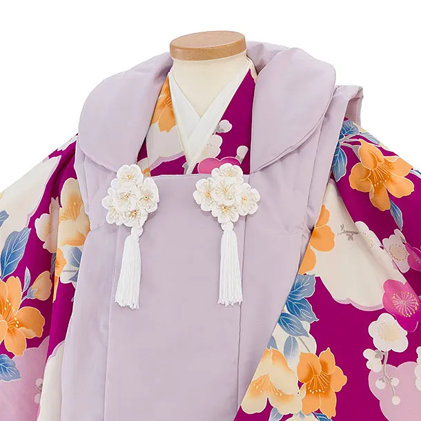 七五三レンタル(3歳女児被布) 0209 ラベンダー×赤紫 桜梅