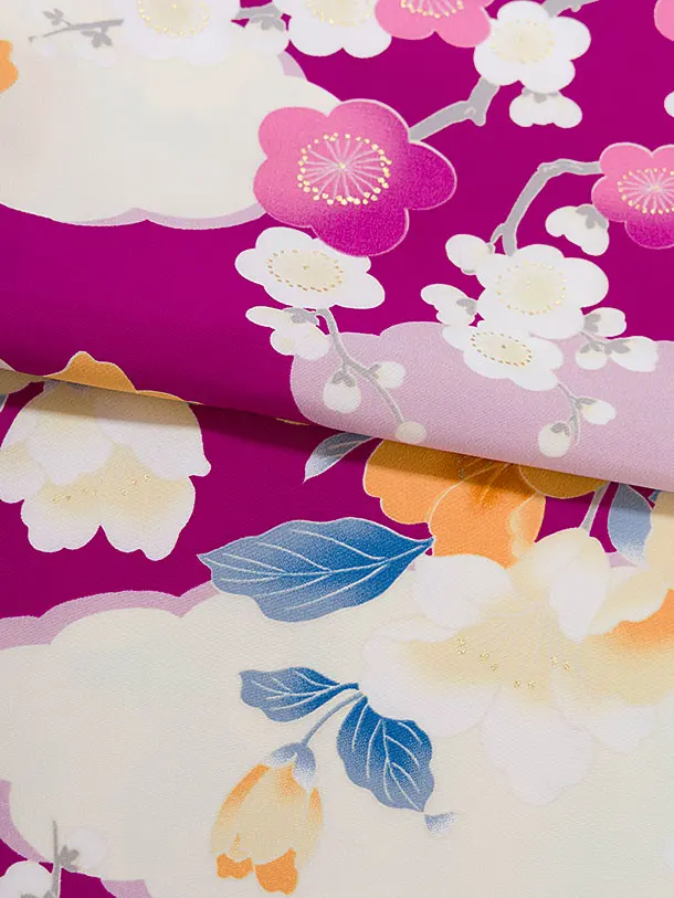 七五三レンタル(3歳女児被布) 0209 ラベンダー×赤紫 桜梅