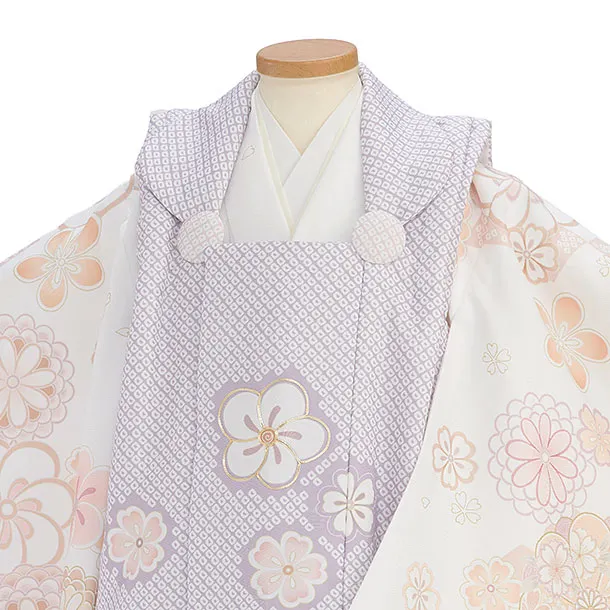 七五三レンタル(3歳女児被布) 0220 くすみパープル×白 花市松