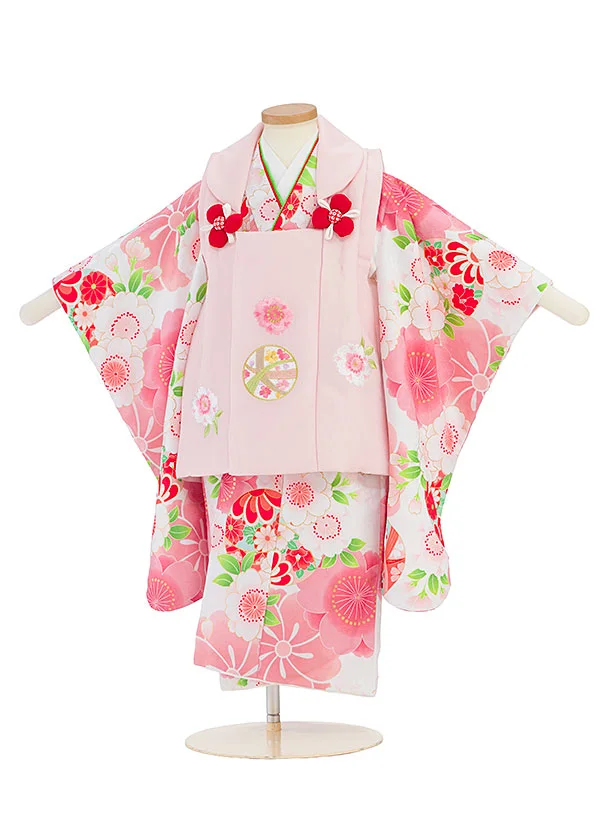 七五三レンタル(3歳女児被布) 0250 ピンク×白 桜まり