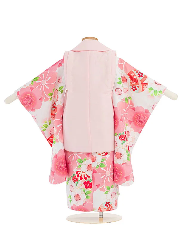 七五三レンタル(3歳女児被布) 0250 ピンク×白 桜まり