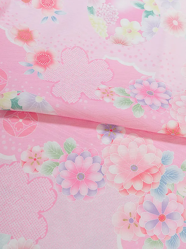 七五三レンタル(3歳女児被布) 0261 式部浪漫／ピンク×ピンク 花丸