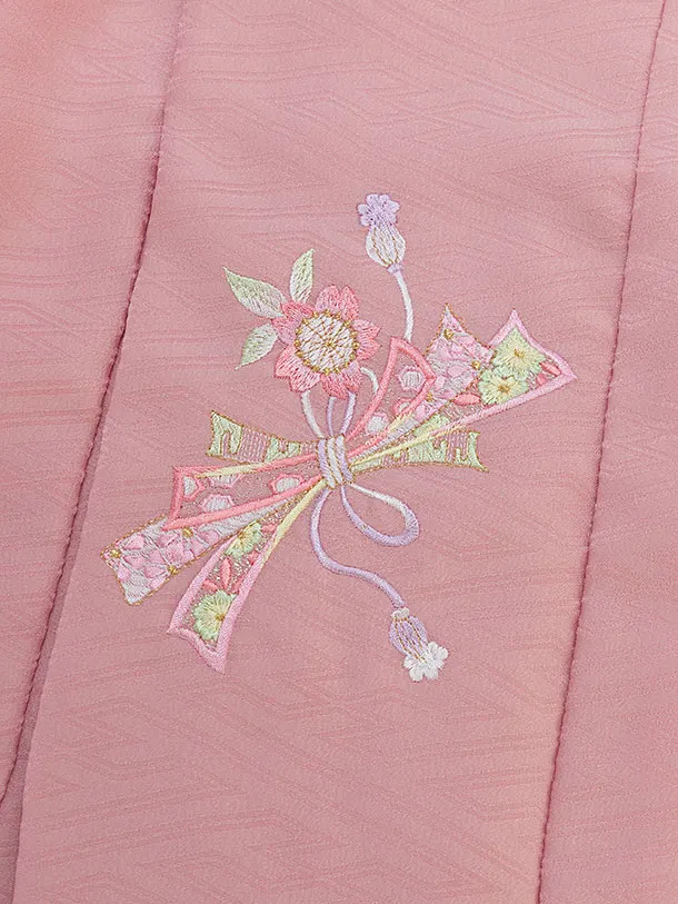 七五三レンタル(3歳女児被布)0266 式部浪漫／くすみピンク×ピンク 花鞠熨斗
