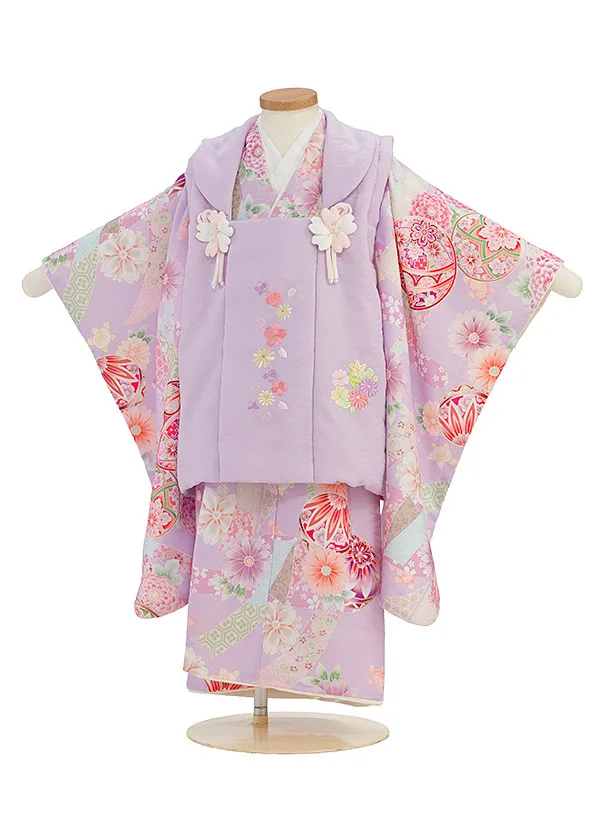 七五三レンタル(3歳女児被布)0268 式部浪漫／ラベンダー×ラベンダー花鞠熨斗