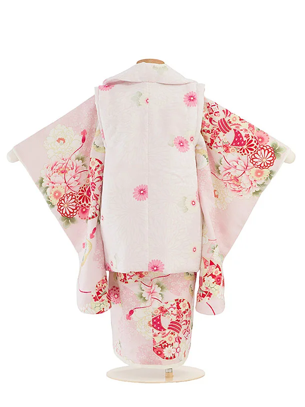 七五三レンタル(3歳女児被布) 0274 華徒然／ピンク×ピンク 熨斗菊牡丹