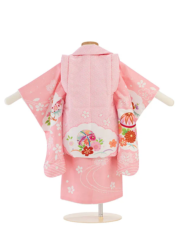 七五三レンタル(2歳女児被布) 0284 ピンク×ピンク 花まり