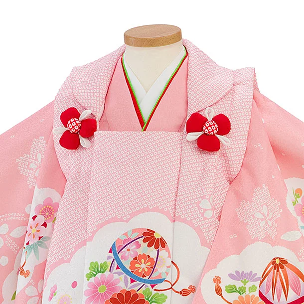七五三レンタル(2歳女児被布) 0284 ピンク×ピンク 花まり