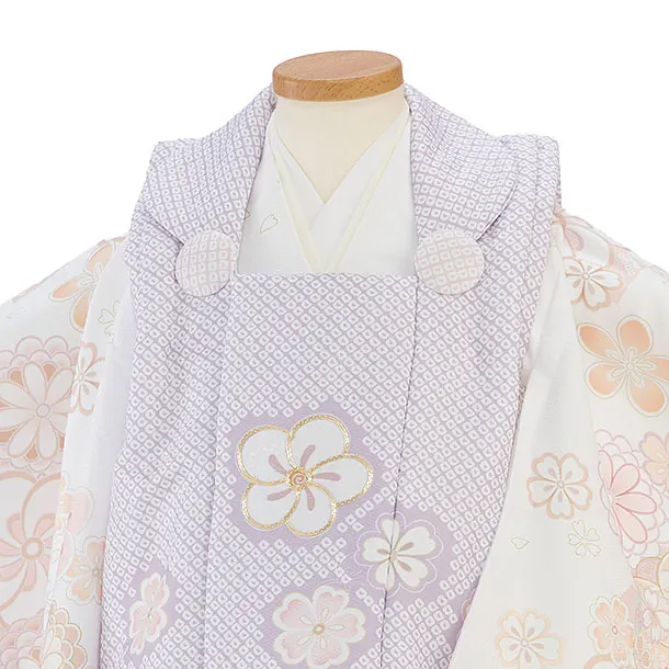 七五三レンタル(2歳女児被布) 0288 薄紫 鹿の子×白 花市松
