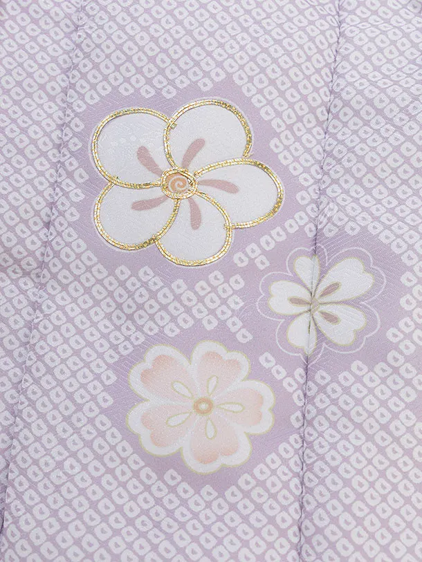七五三レンタル(2歳女児被布) 0288 薄紫 鹿の子×白 花市松