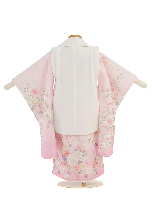 七五三レンタル(3歳女児被布) 0293 白×ピンク 桜
