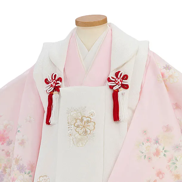 七五三レンタル(3歳女児被布) 0293 白×ピンク 桜