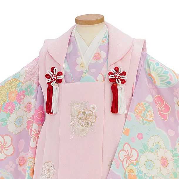 七五三レンタル(3歳女児被布) 0294 ピンク×ラベンダー 花まり