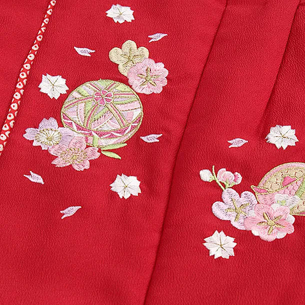 七五三レンタル(3歳女児被布) B538 赤×黒 鹿の子