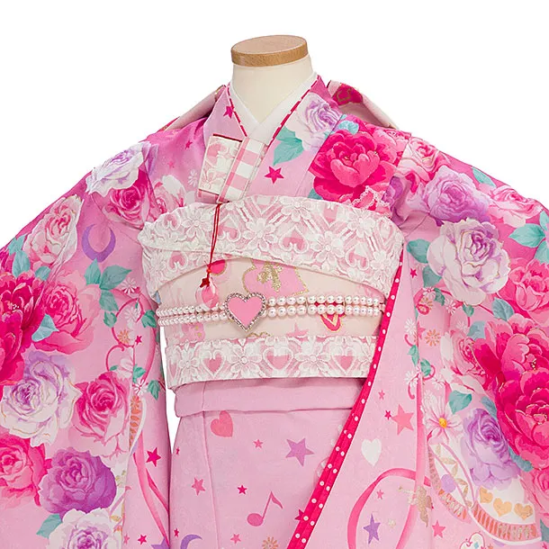 七五三レンタル(7歳女児袋帯) C734 ピンク プリンセス