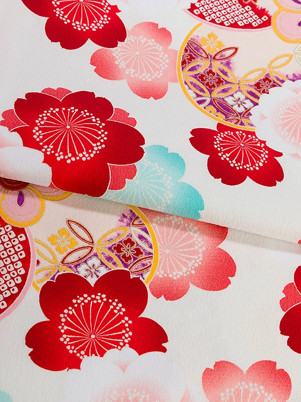 七五三レンタル(6歳7歳女児結び帯) C735 白 桜梅