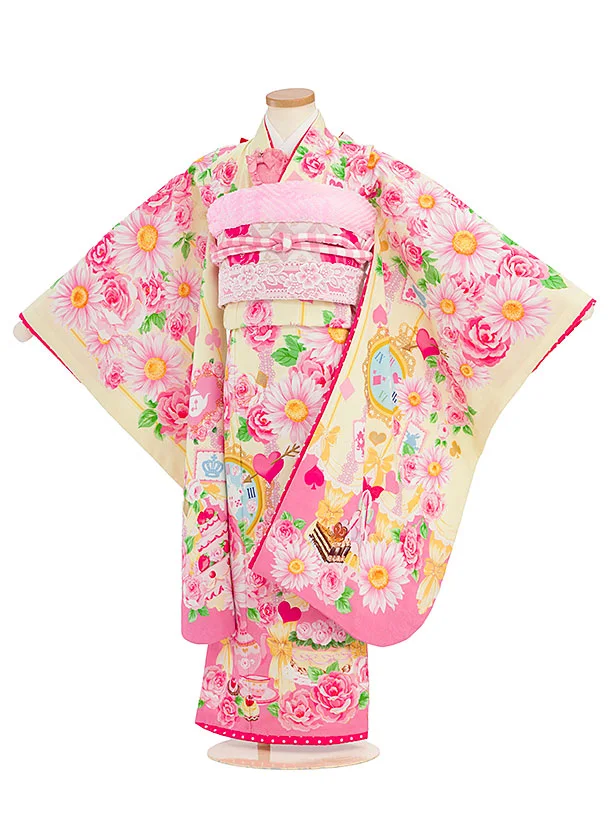 七五三レンタル(7歳女児袋帯) C750 淡黄色 アリス