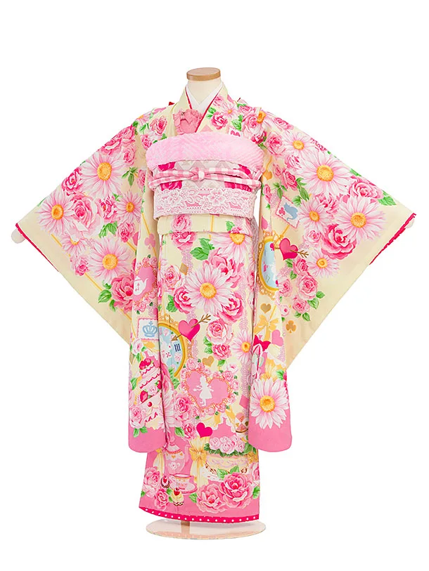 七五三レンタル(7歳女児袋帯) C750 淡黄色 アリス