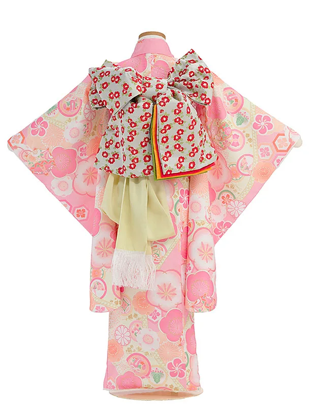 七五三レンタル(5歳女児結び帯) F314 ピンク 梅菊