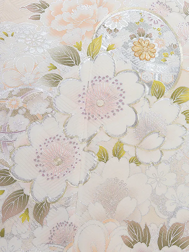 【正絹】七五三レンタル(7歳8歳女児結び帯) F350 ベージュ 華鞠