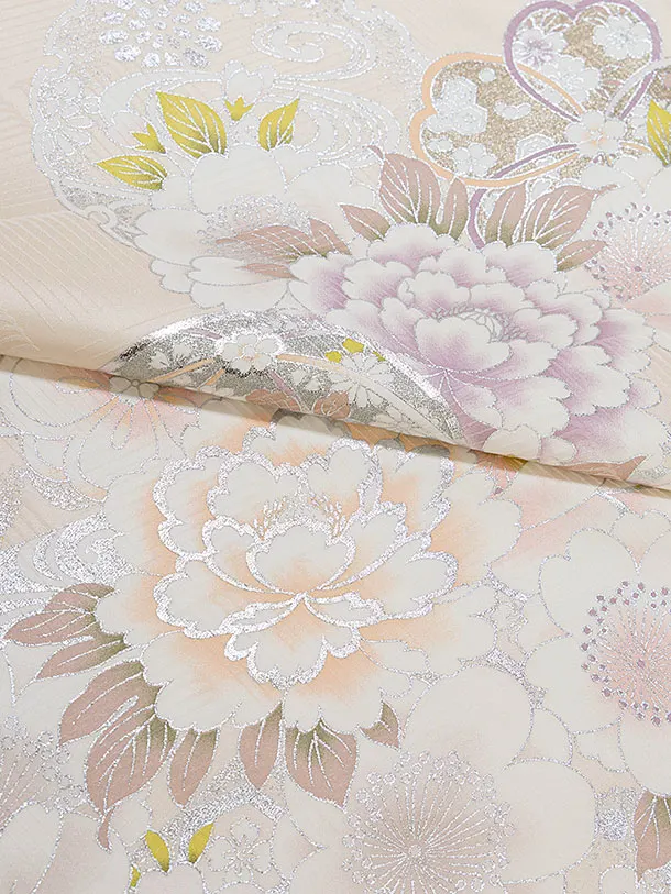 【正絹】七五三レンタル(7歳8歳女児結び帯) F350 ベージュ 華鞠